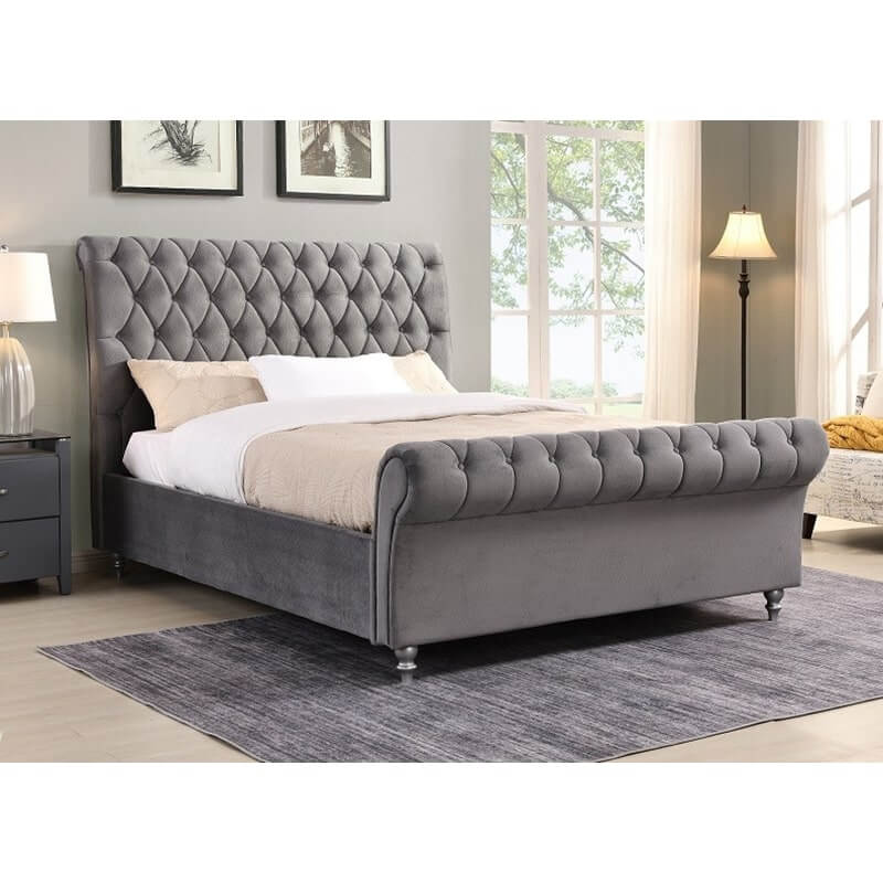 Kilkenny Grey Fabric Bed Frame, Luxury Bed Frames Ireland