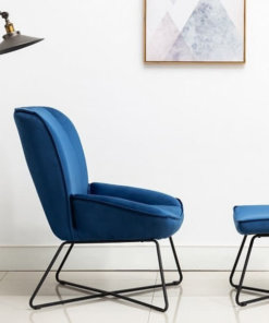 Teagan Blue Chair & Footstool