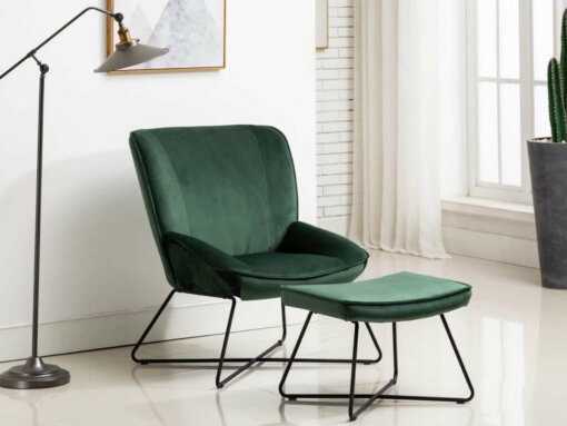 Teagan Green Chair & Footstool