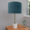 Marble Table Lamp with Teal Velvet Shade