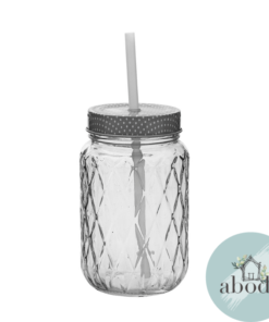 Mason Jar with Lid and Straw