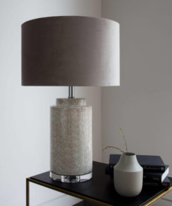 Ceramic Table Lamp with Taupe Velvet Shade