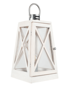 White Wash and Chrome Lantern Table Lamp