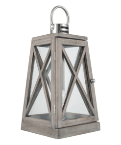 Grey Wash and Chrome Lantern Table Lamp