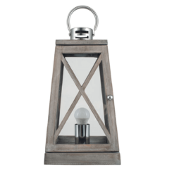 Grey Wash and Chrome Lantern Table Lamp