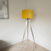 Tripod Floor Lamp with Mustard Velvet Shade