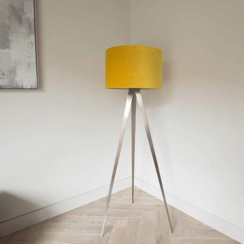mustard tripod floor lamp