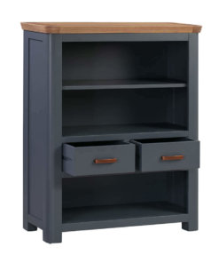 Treviso Midnight Blue Low Bookcase Metal Handles