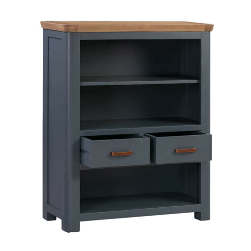 Treviso Midnight Blue Low Bookcase Metal Handles