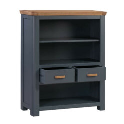 Treviso Midnight Blue Low Bookcase Wooden Handles