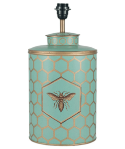 Blue Honeycomb Hand Painted Lamp with Cylinder Shade