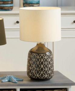 Dark Grey Geo Ceramic Table Lamp