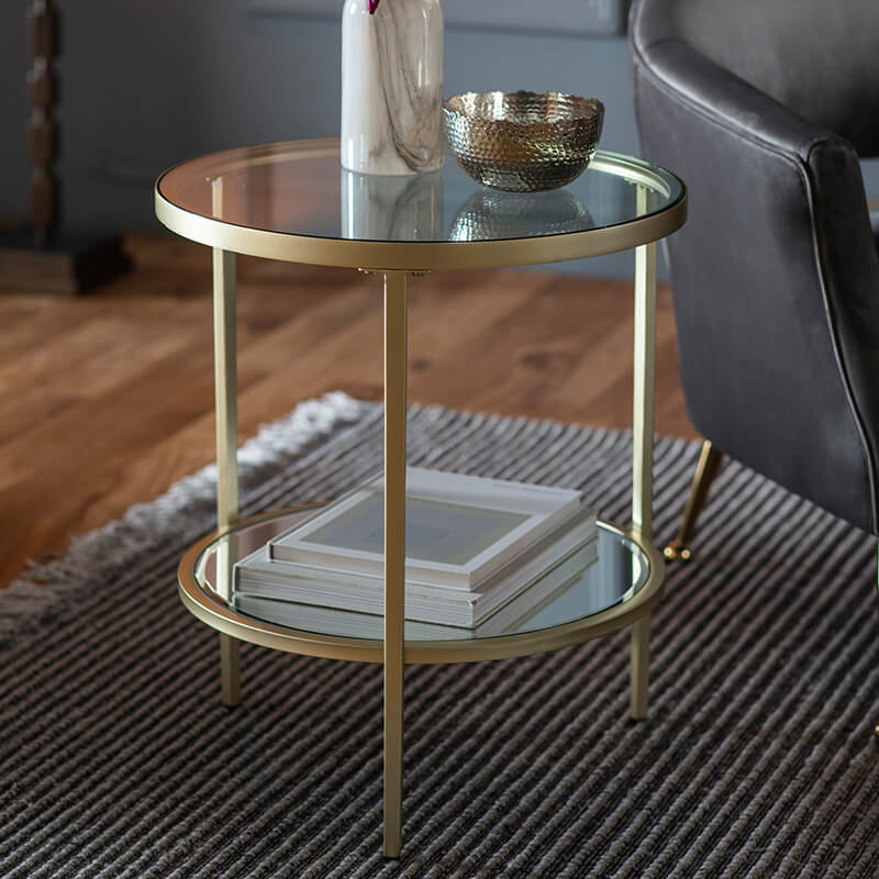 Hudson Side Table Champagne, Hudson Coffee Table Champagne