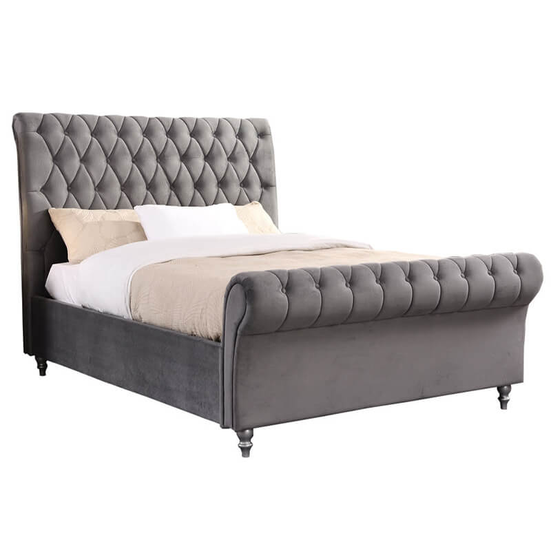 Kilkenny Grey Fabric Bed Frame, Grey Fabric Sleigh Bed Frame