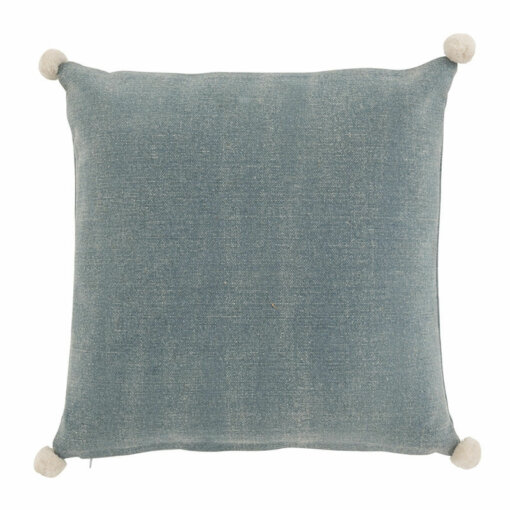 Cushion Pompom Blue White