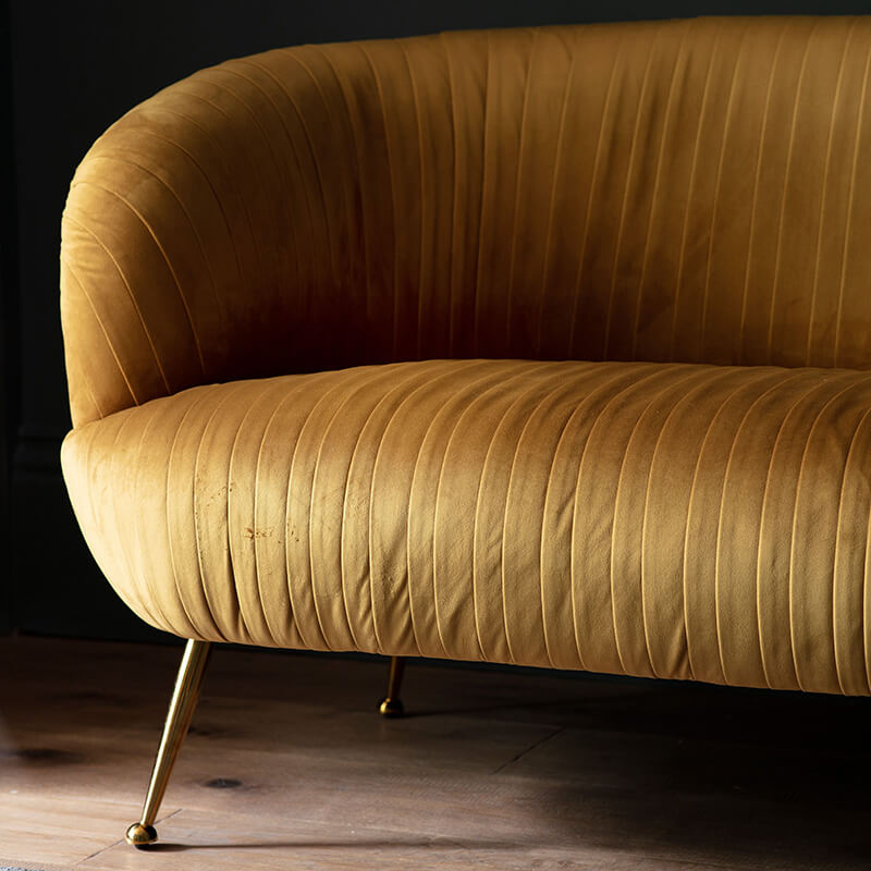 Valenza Gold Velvet Sofa Stockhouse, Valenza Tub Chair Brown Leather