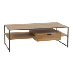 Natural Wood Metal 1 Drawer TV Table