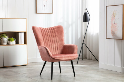 Lynn Blush Pink Fabric Armchair