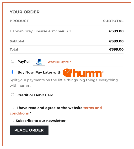 Humm Finance Checkout