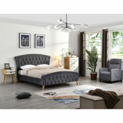 Kingston Dark Grey Fabric Bed Frame