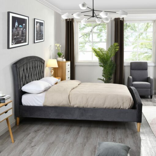 Kingston Dark Grey Fabric Bed Frame