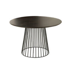 Round Wood Metal Natural Black Table