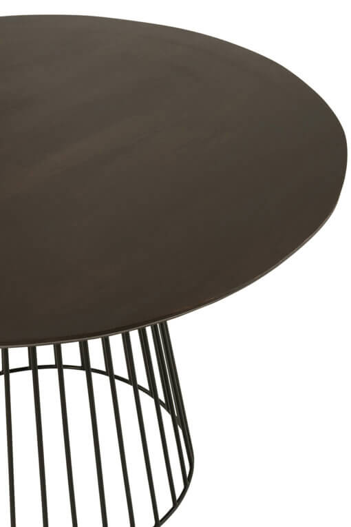 Round Wood Metal Natural Black Table