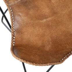 Leather Metal Cognac Lounge Chair