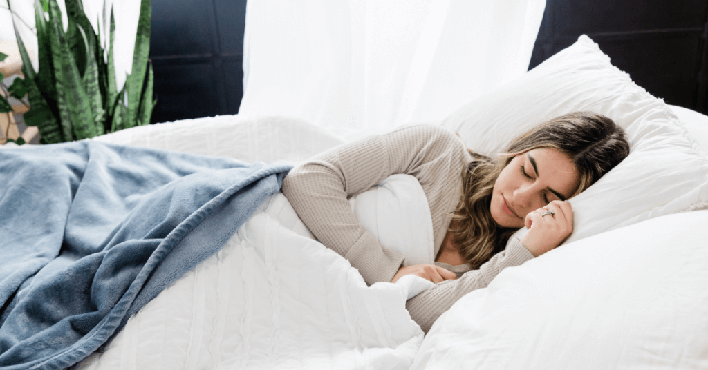 Woman sleeping on memory foam mattress